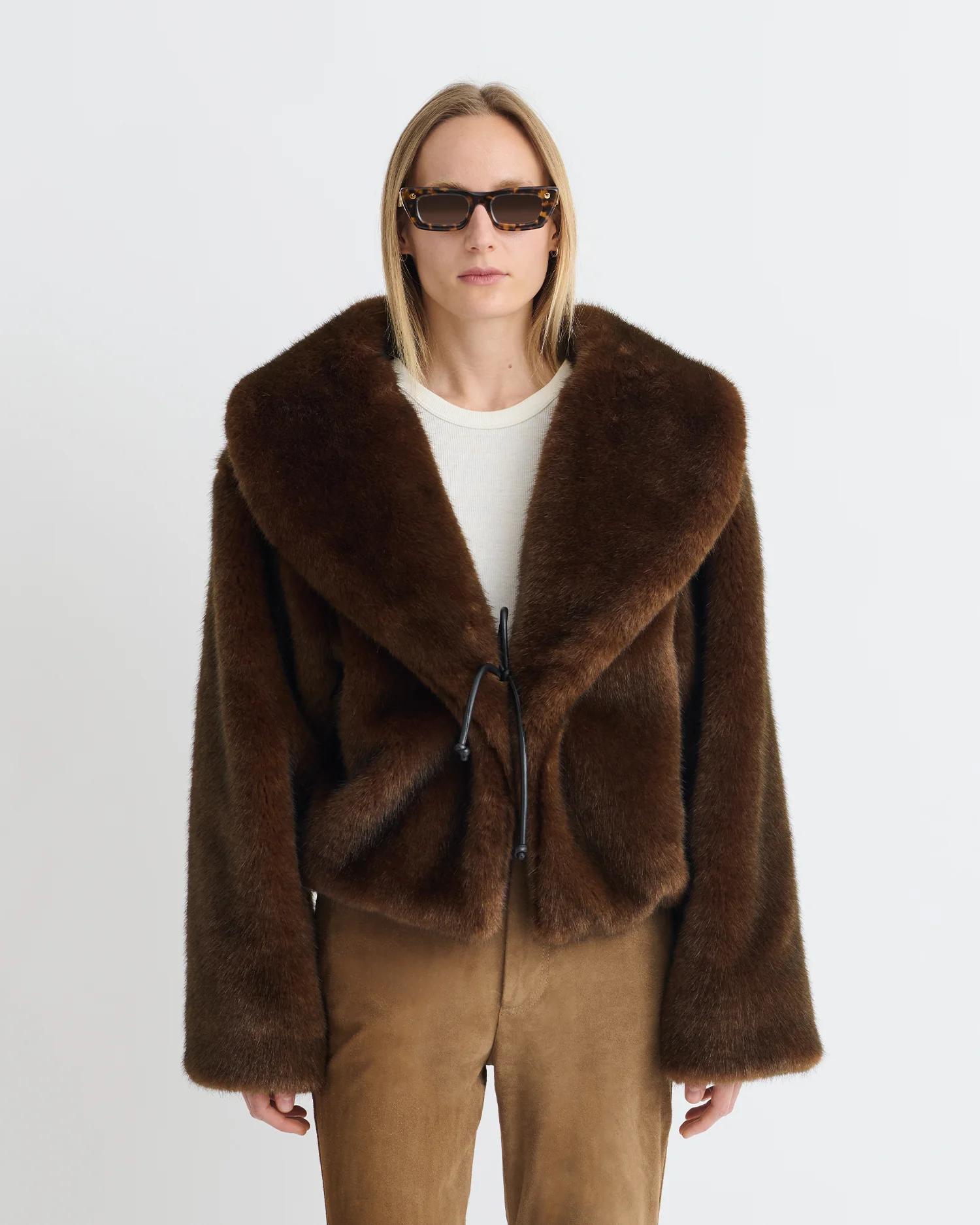 Estel - Faux fur jacket - Dark Brown