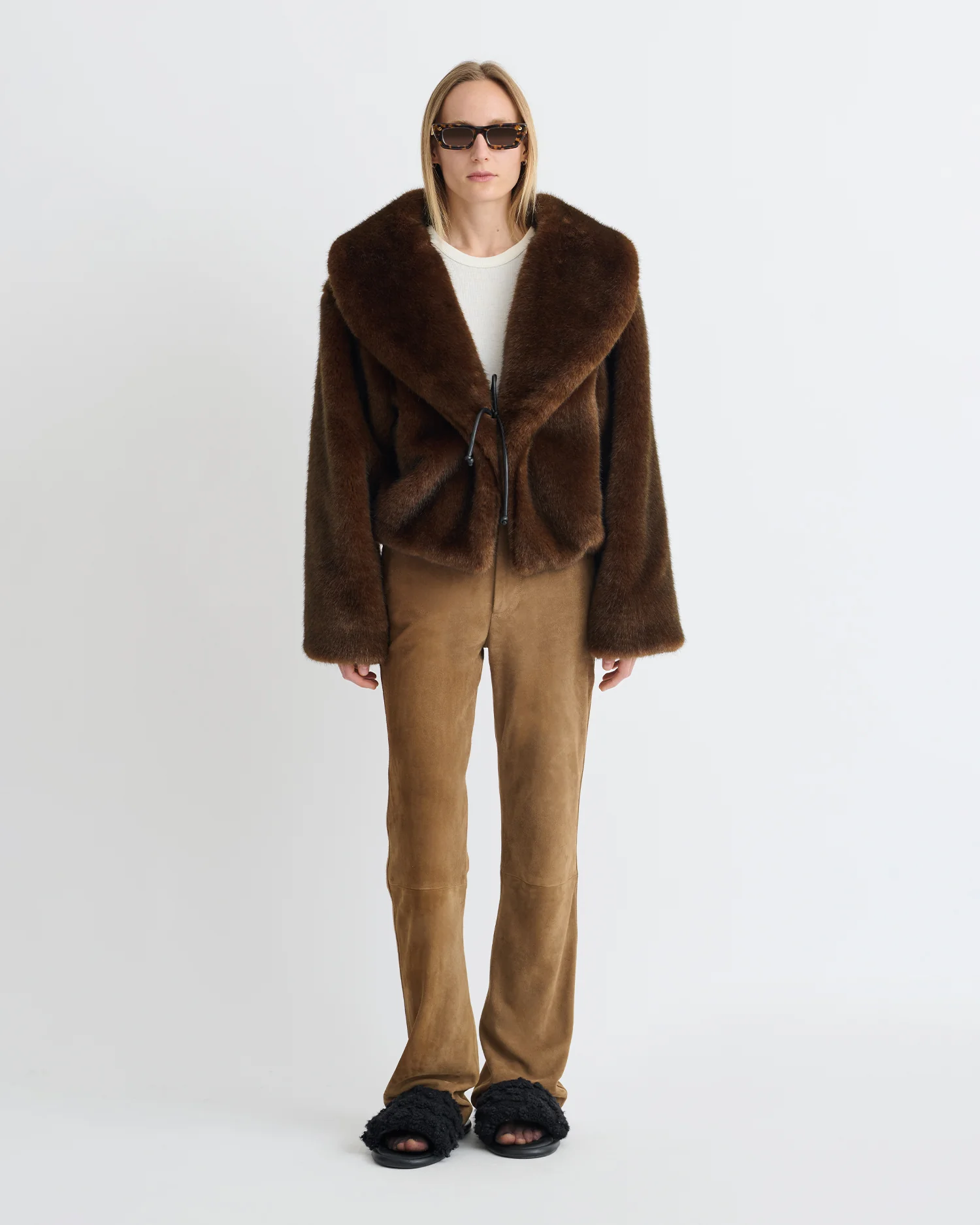 Estel - Faux fur jacket - Dark Brown - Image 3