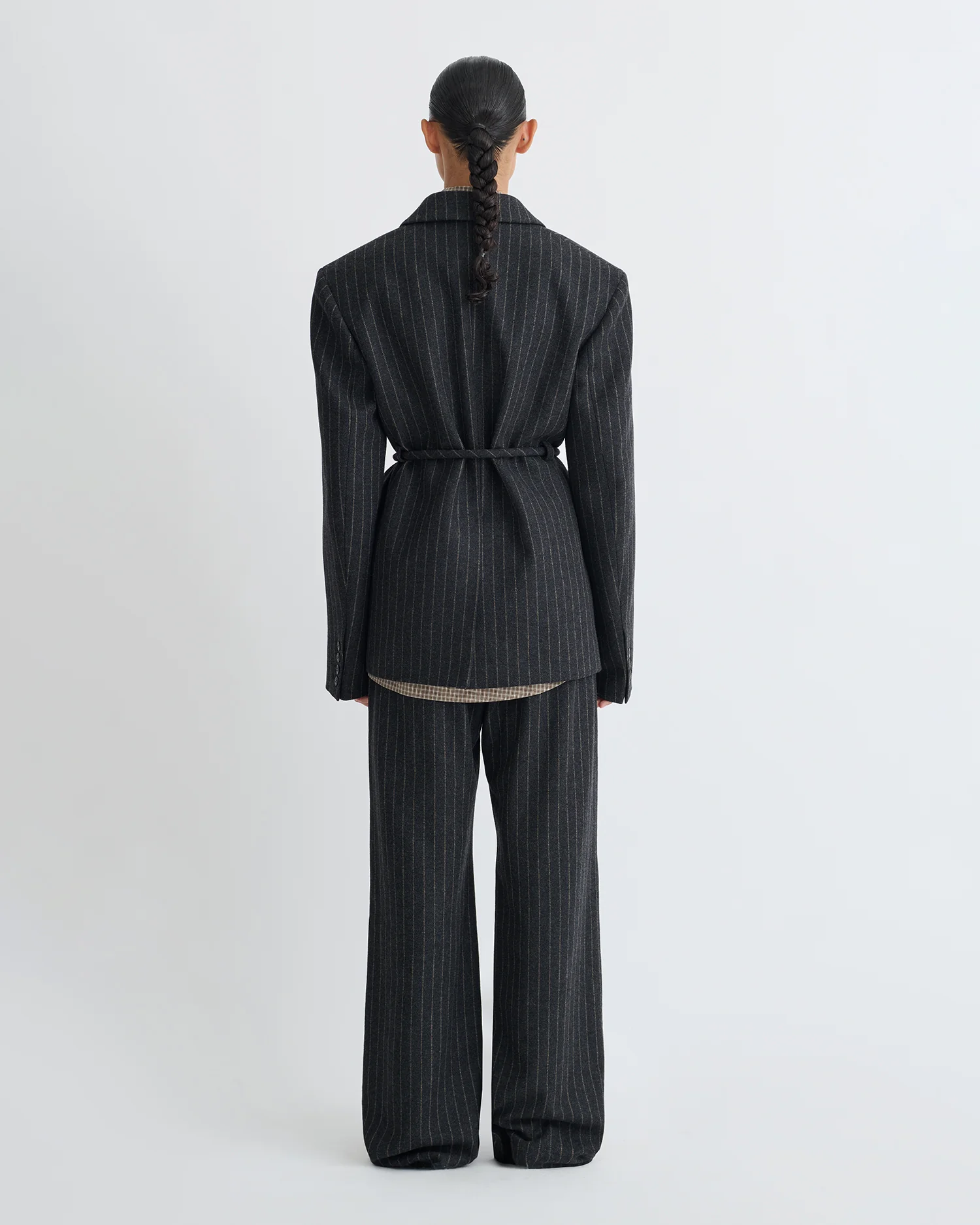 Osono - Pinstripe wool blazer - Black/Grey - Image 3