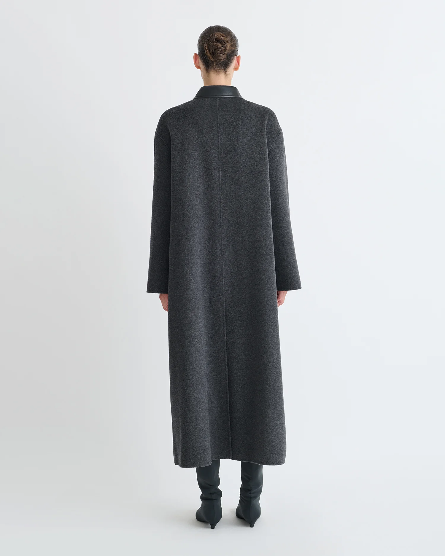 Rowina - Regenerated leather coat - Grey Melange/Black - Image 3