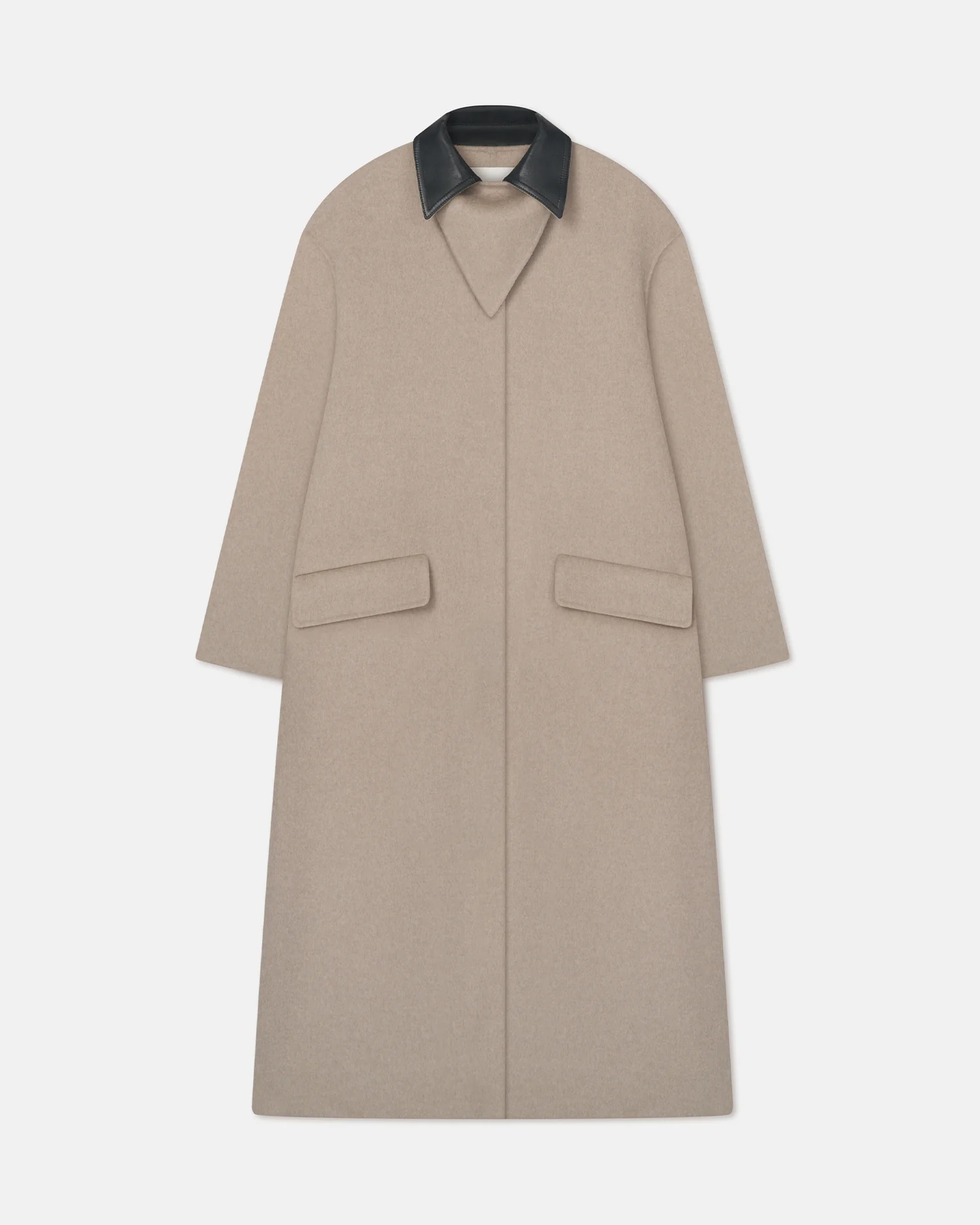 Rowina - Regenerated leather coat - Stone/Black