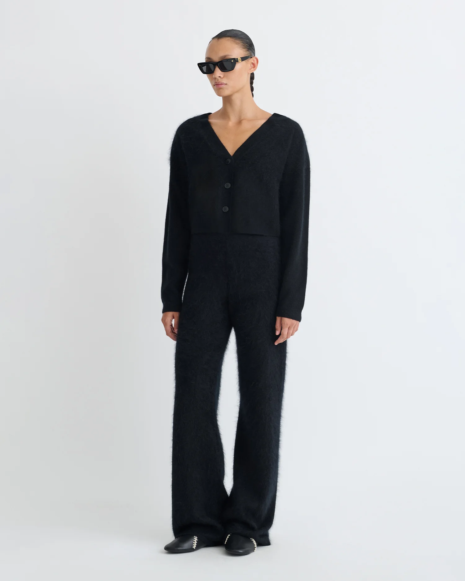 Ewerly - Brushed cashmere pants - Black - Image 2