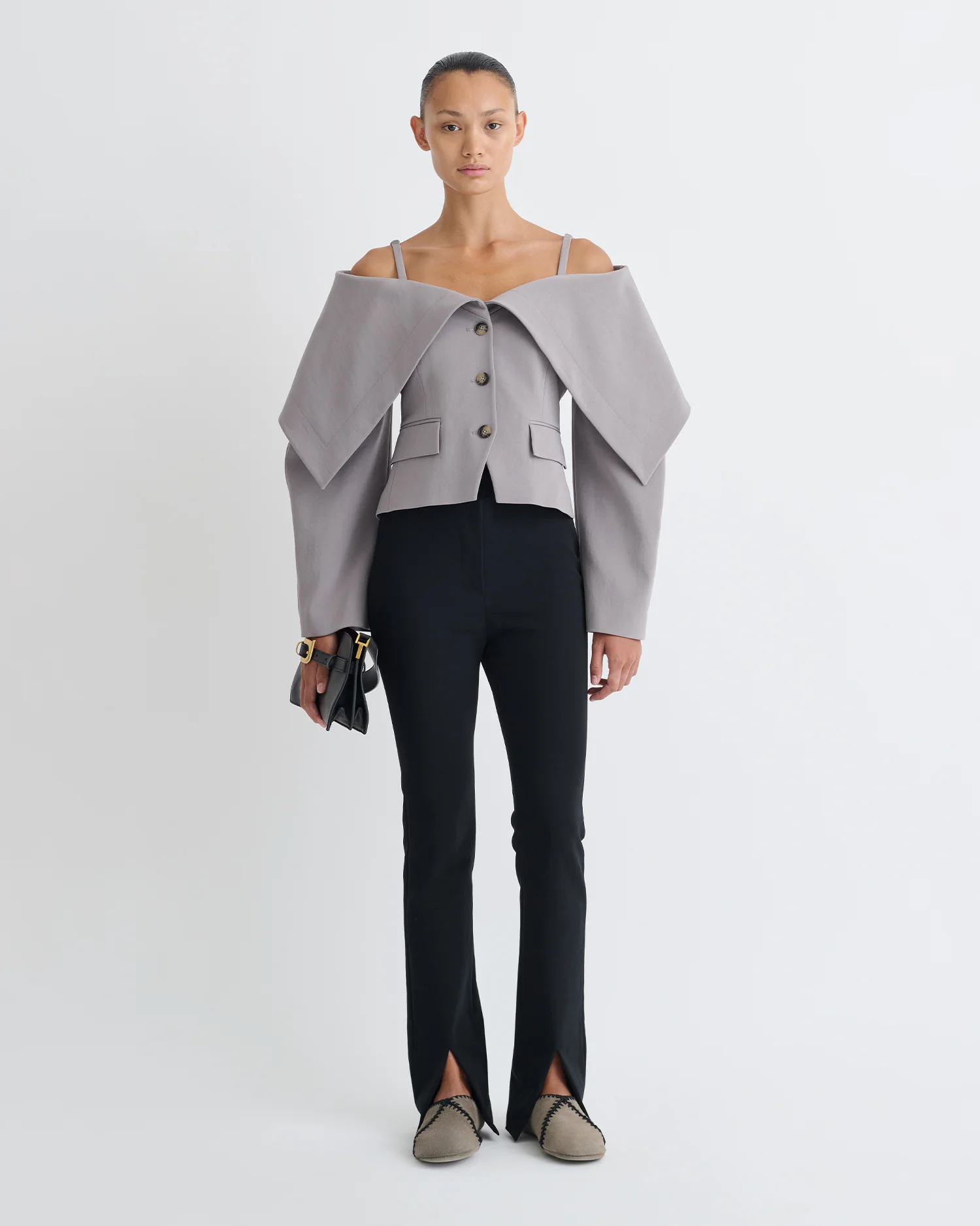 Luana - Front slit pants - Black - Image 3