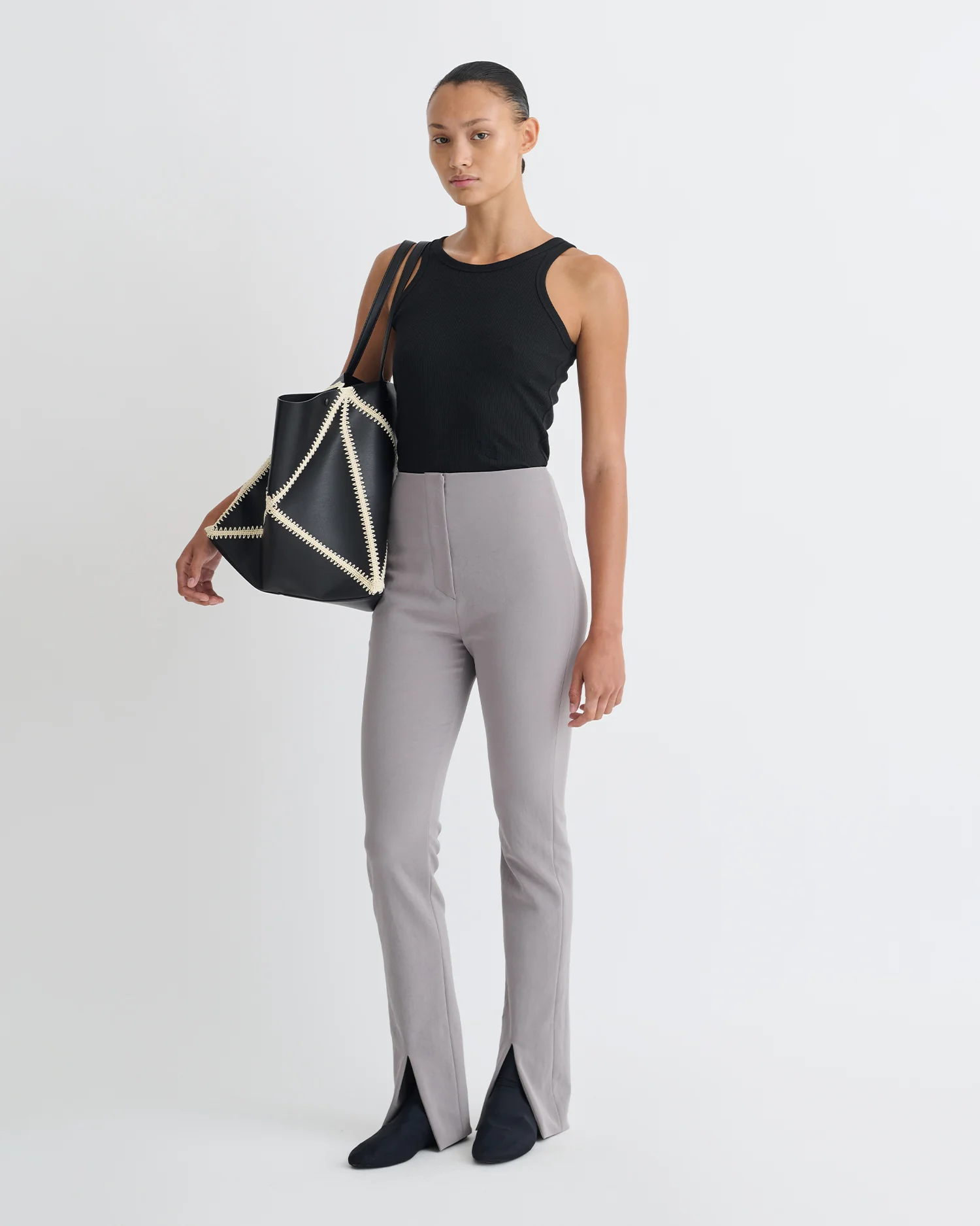 Luana - Front slit pants - Grey