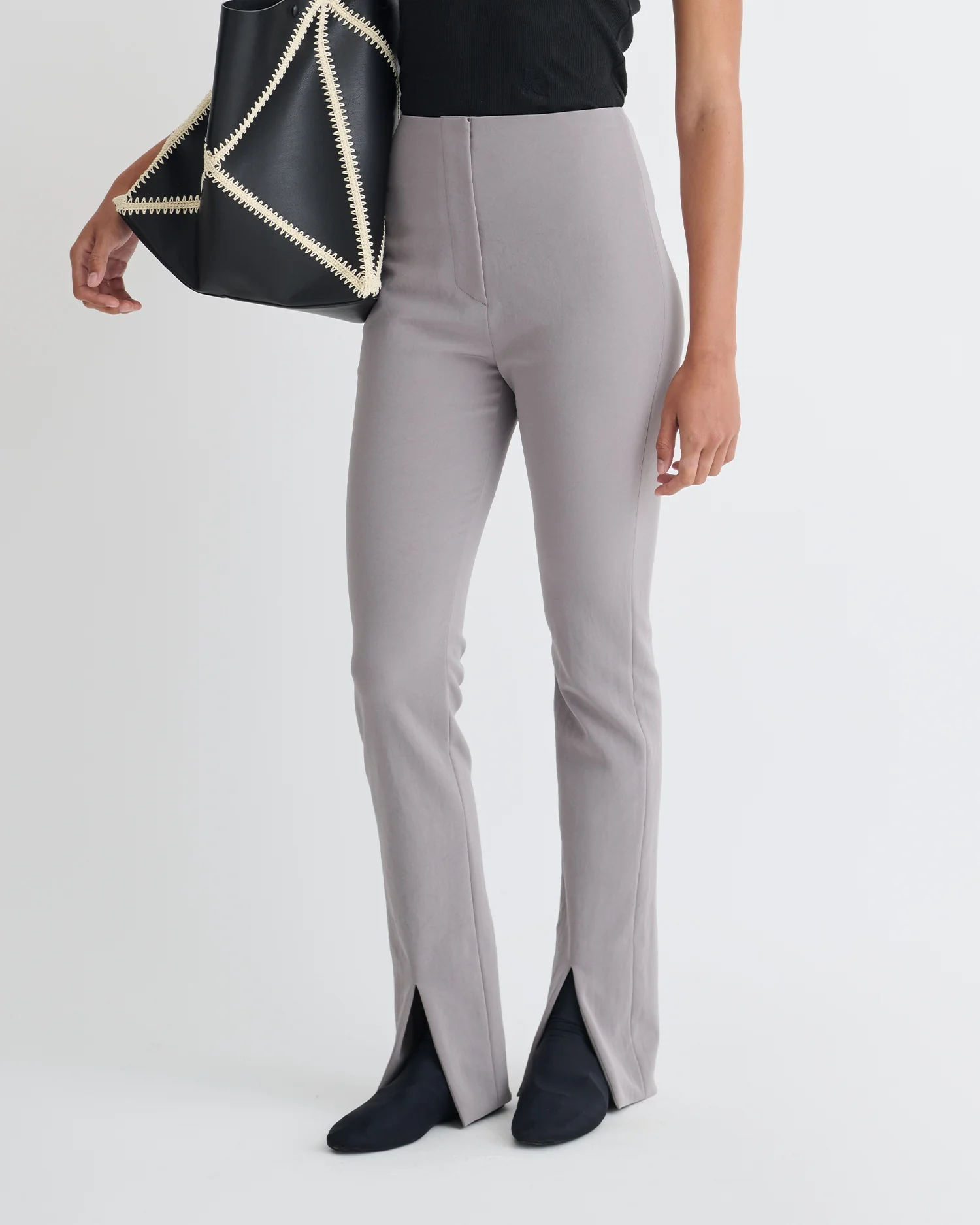 Luana - Front slit pants - Grey - Image 3
