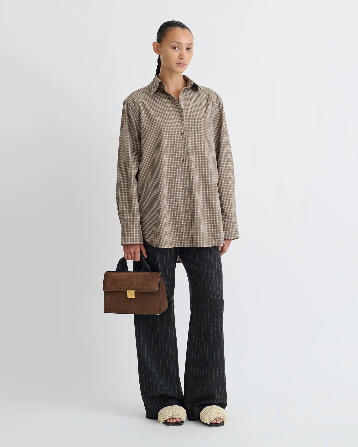 Arleen - Checked Shirting Shirt - Brown/Creme - Image 2