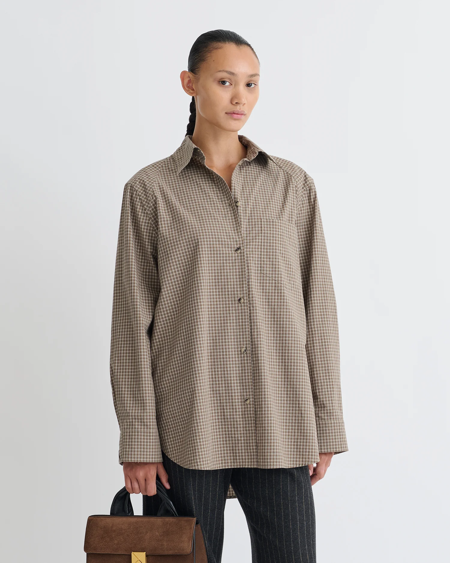 Arleen - Checked Shirting Shirt - Brown/Creme - Image 5