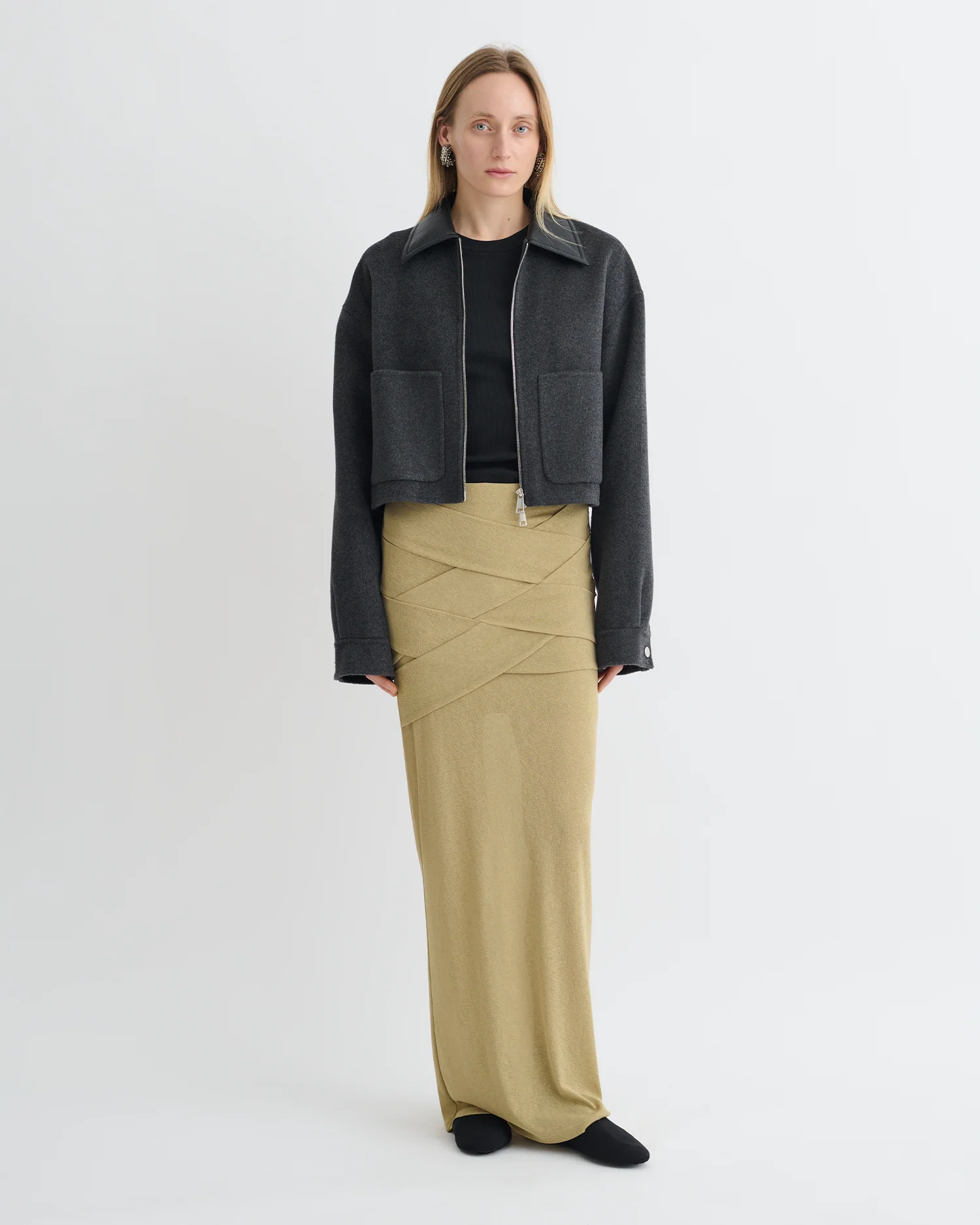 Phebe - Cropped jacket - Grey Melange/Black - Image 2
