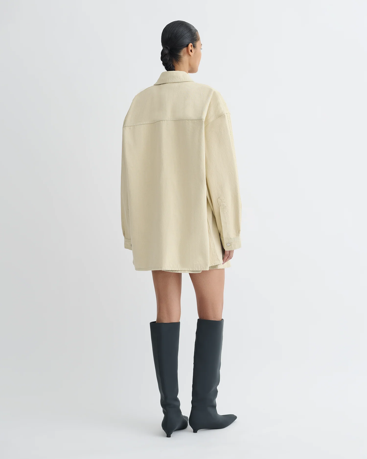 Mariann - Oversized denim shirt - Beige - Image 3
