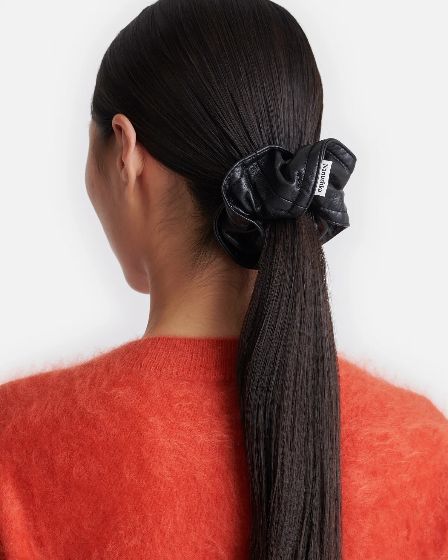 Trish - Regenerated leather scrunchie - Black - Image 2