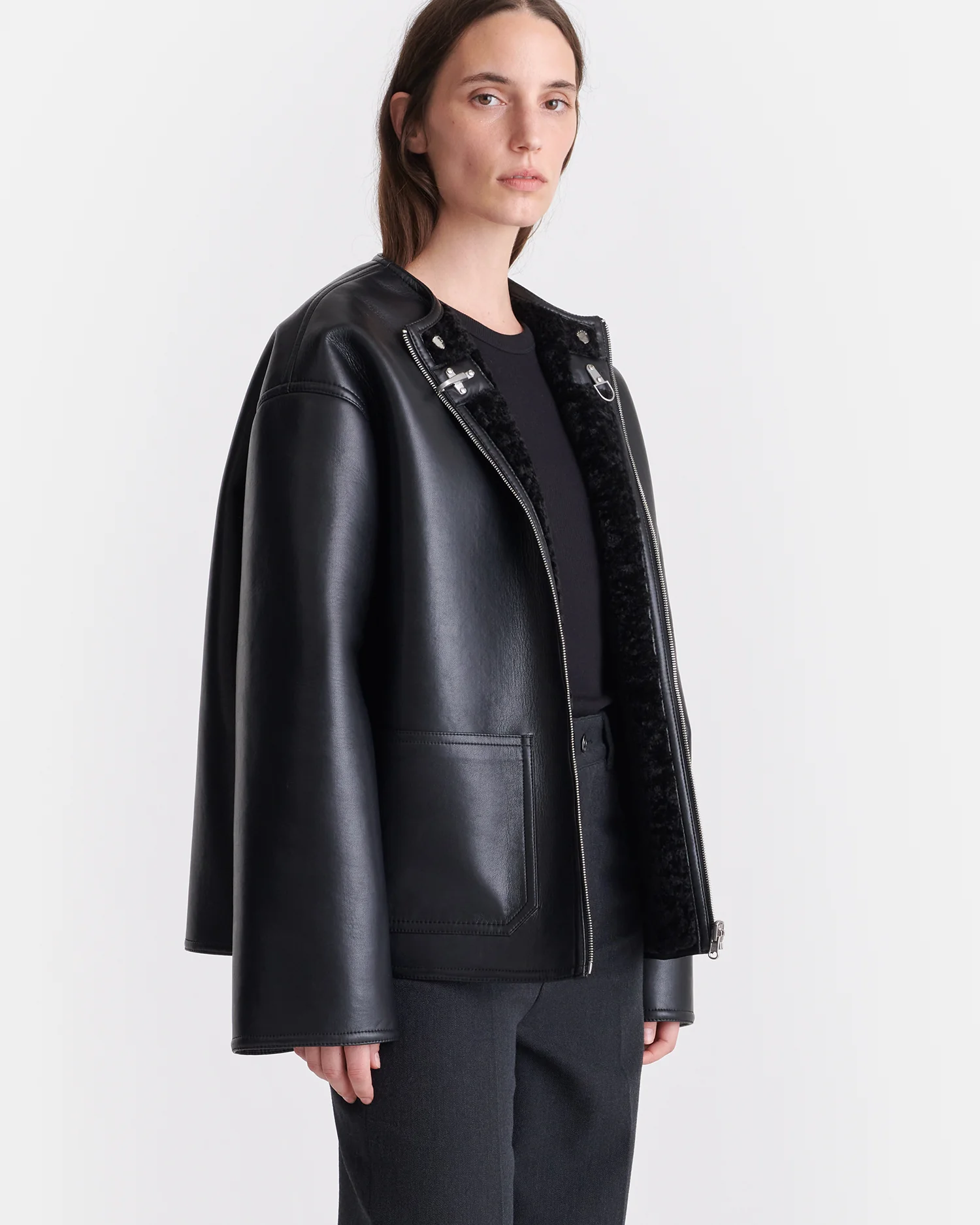 Panka - Reversible shearling jacket - Black/Black