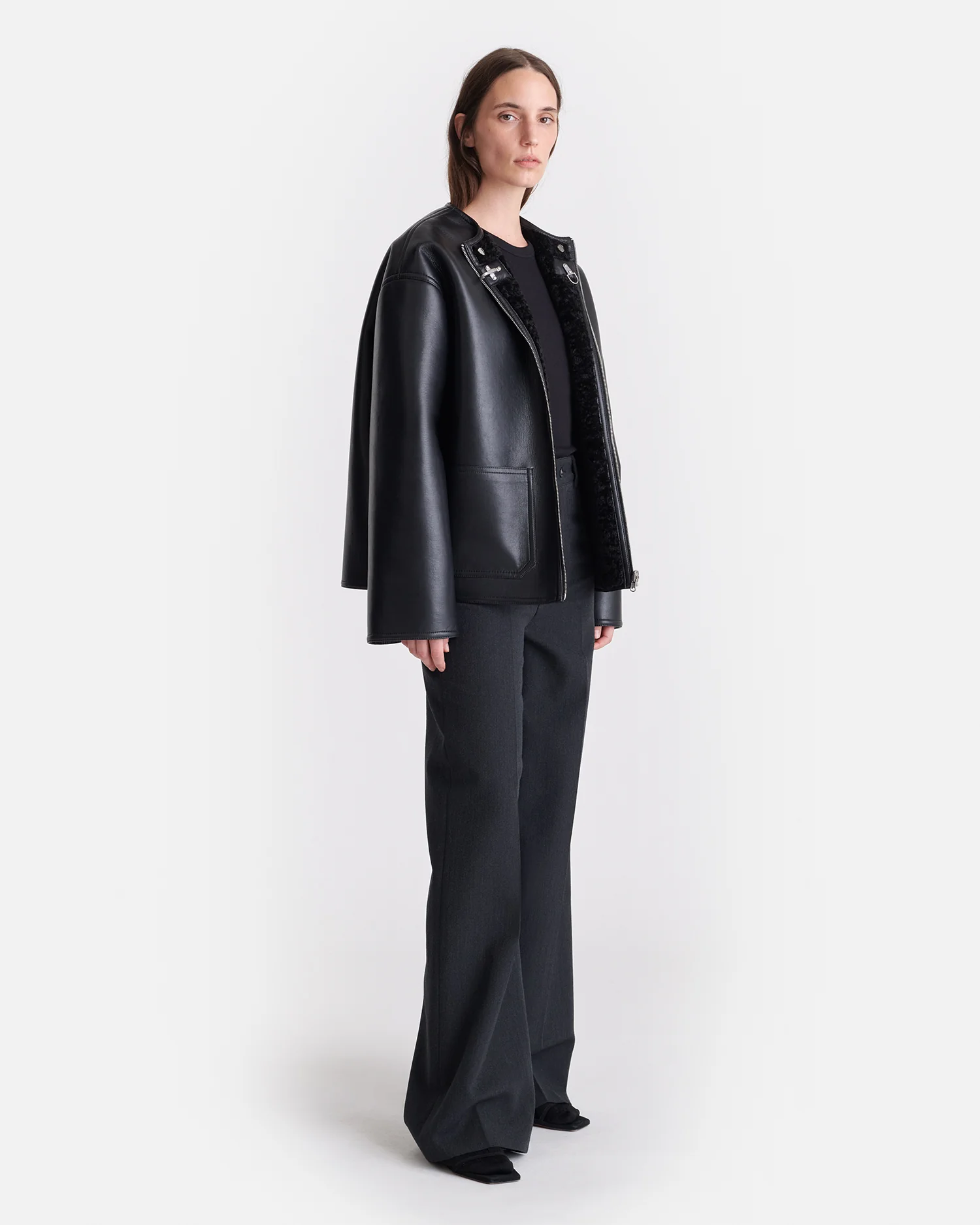 Panka - Reversible shearling jacket - Black/Black - Image 2