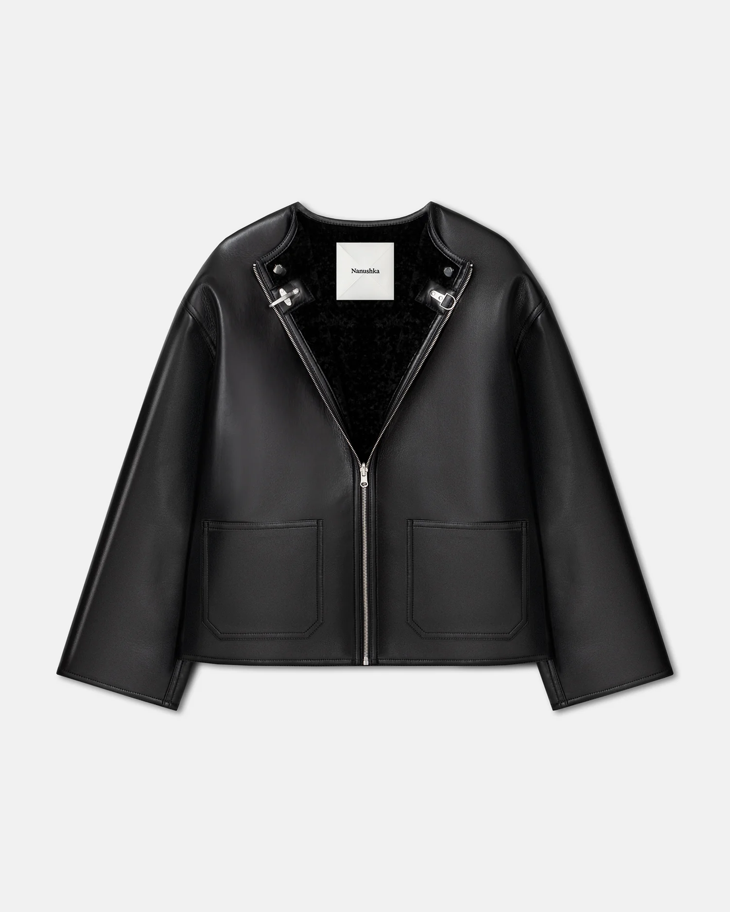 Panka - Reversible shearling jacket - Black/Black - Image 5