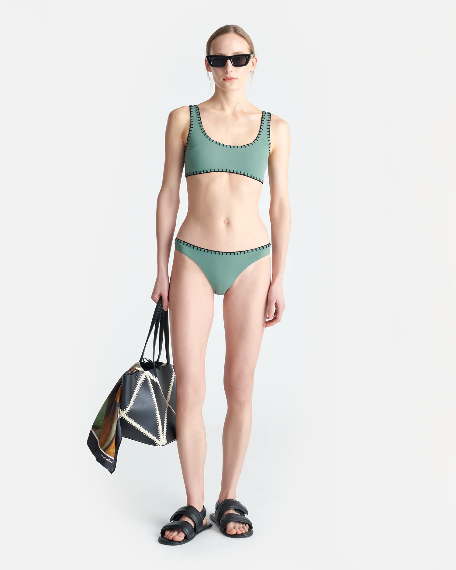 Merve - Crochet bikini bottom - Sea Green/Black - Image 3