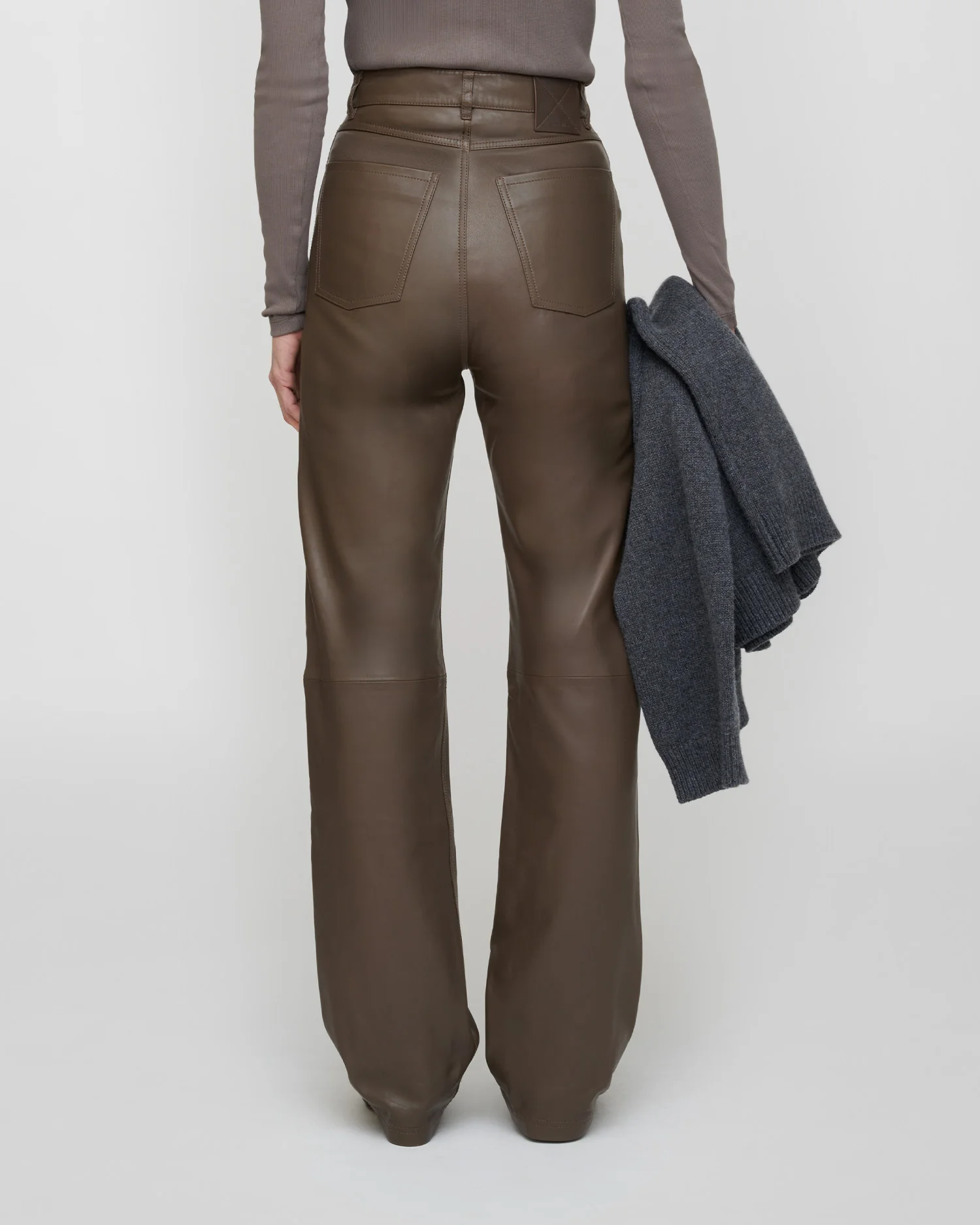 Martie - Leather pants - Dark Taupe - Image 3