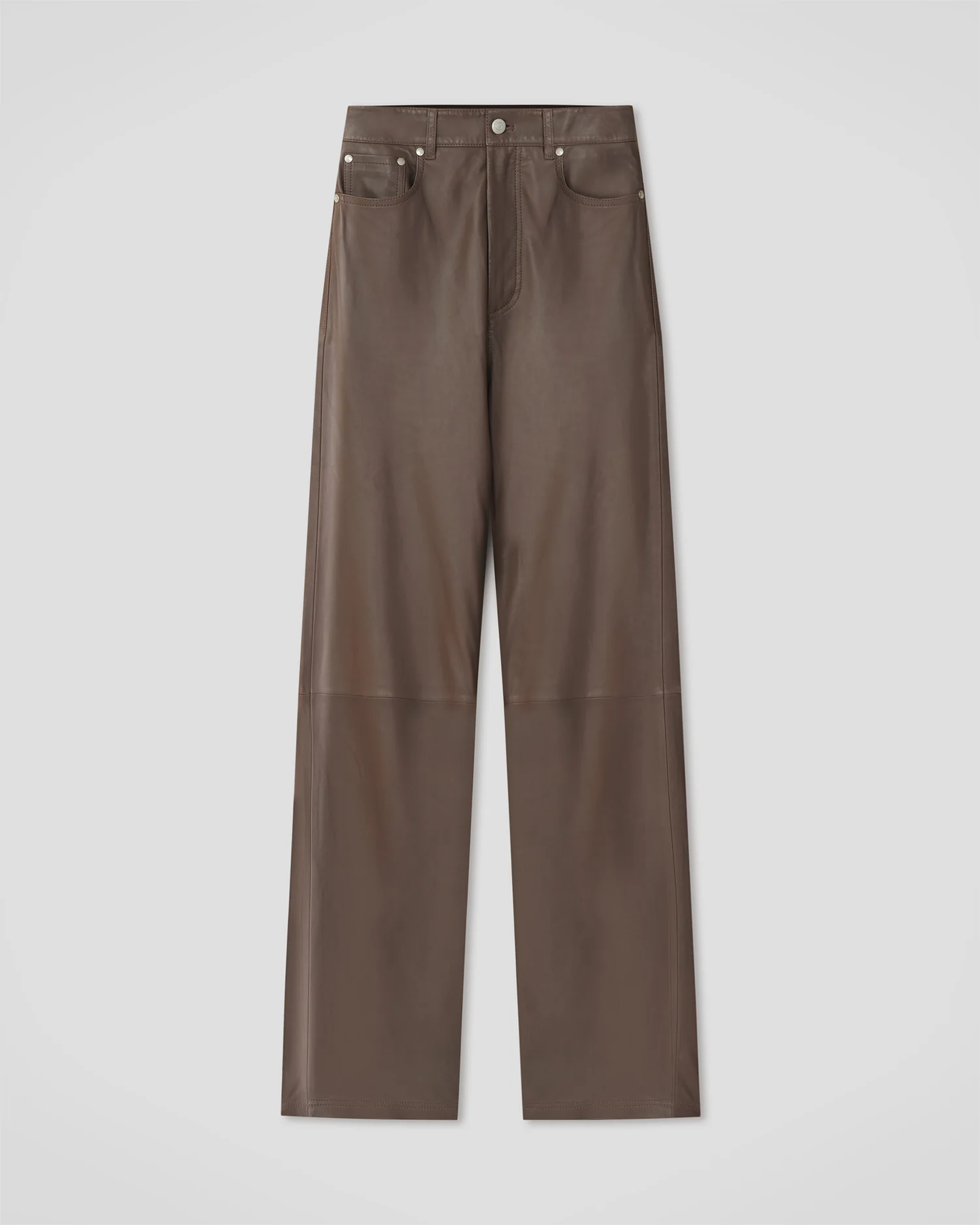 Martie - Leather pants - Dark Taupe - Image 5