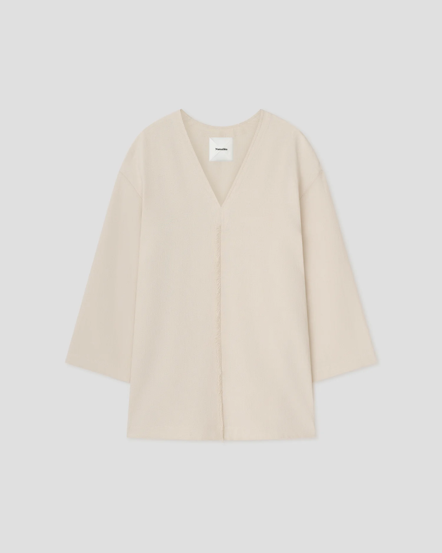 Isabelle - V-Neck Tunic Mini Dress - Creme