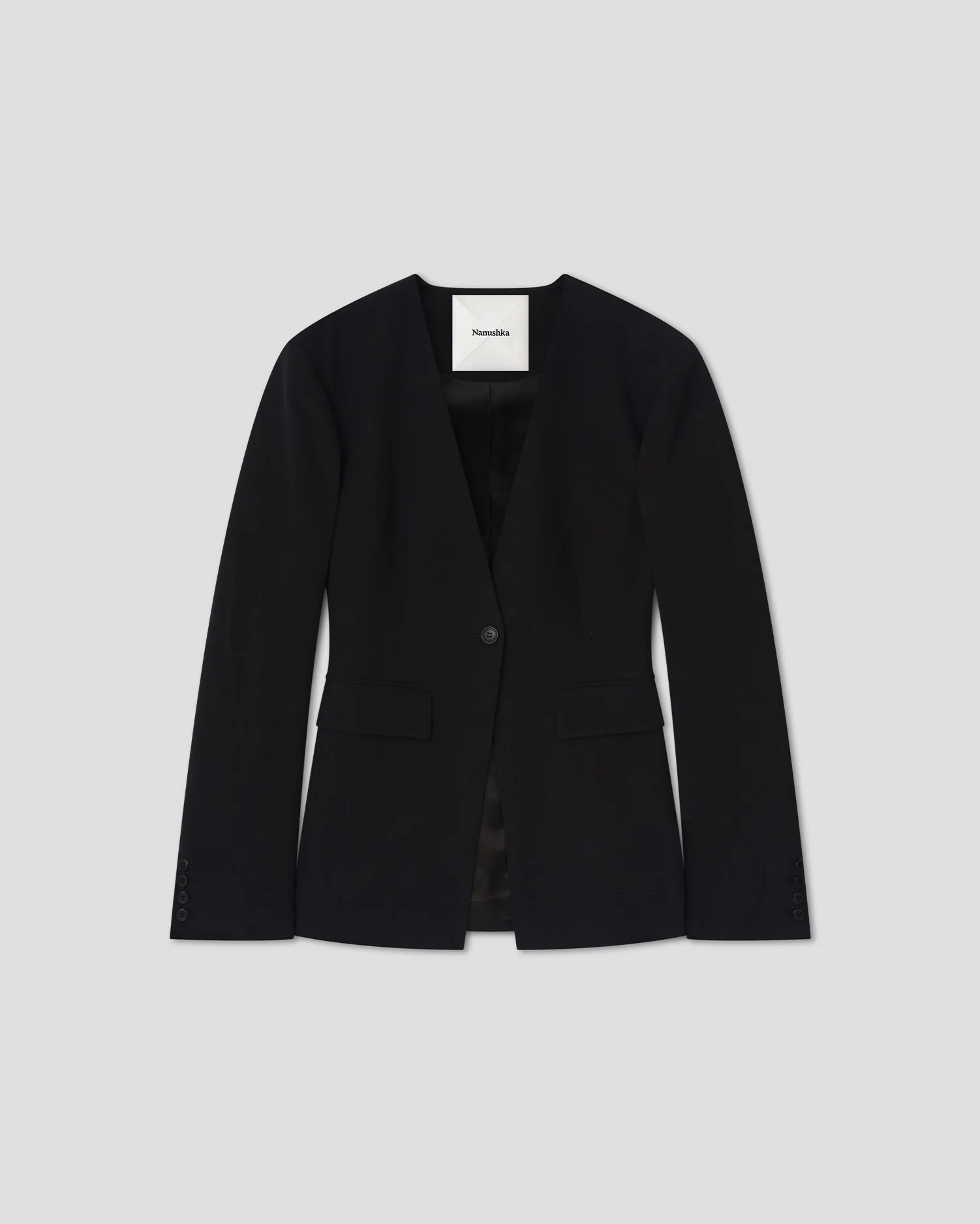 Porset - Collarless blazer - Black