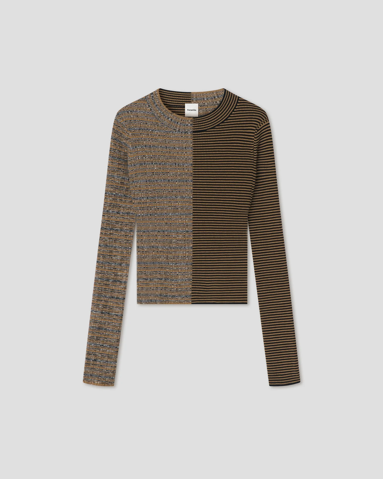 Perrie - Turtleneck top - Curry Stripe/Spacedye